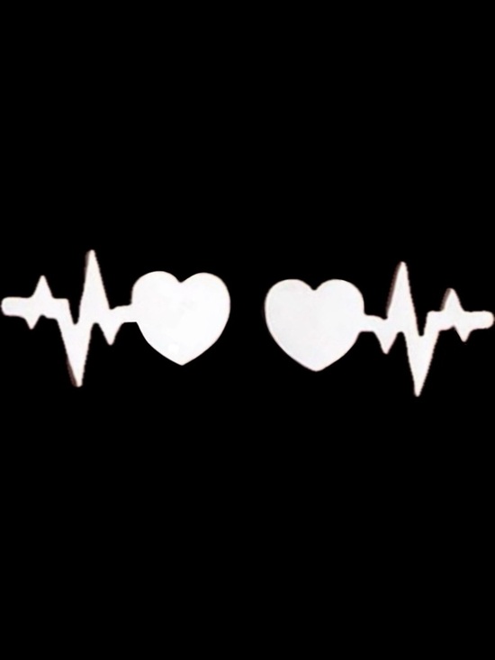 Free People Jewelry - EKG ECG Electrocardio Heartbeat Heart Sinus Rhythm Med Doctor Nurse Silver Studs